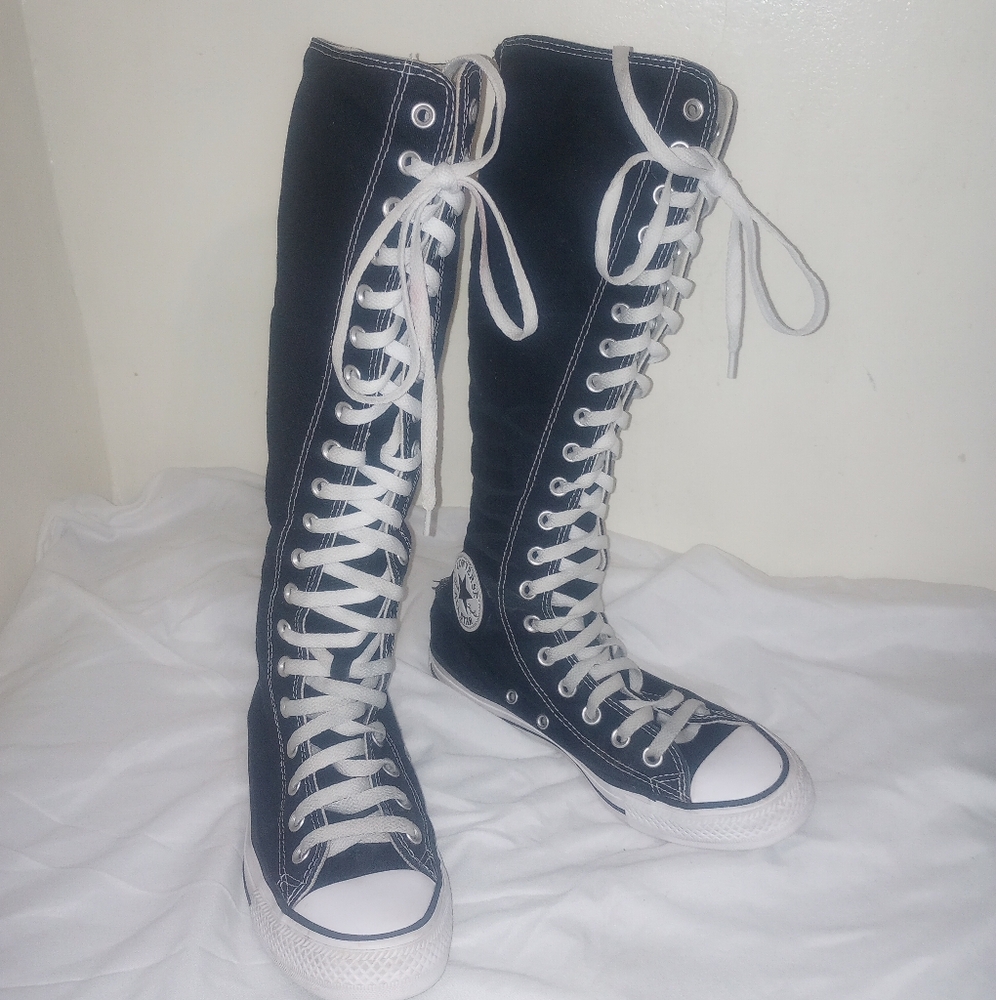 Black High-Top Lace-Up Sneakers